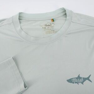 Marsh Wear Ride the Tide Long Sleeve Performance Shirt Gray Mens Large Flaws